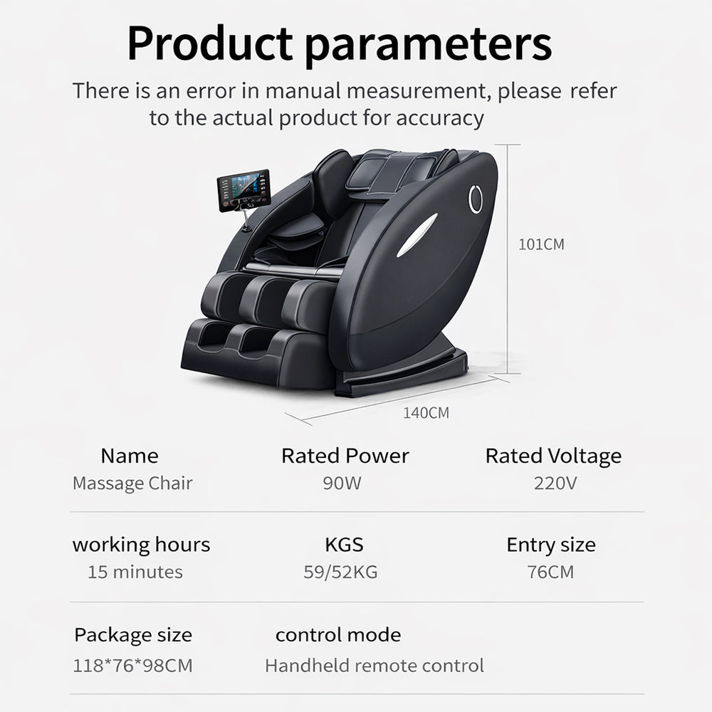 Massagesessel 2D – Wärmetherapie, KI-Steuerung, Zero Gravity – Modell A5 Plus