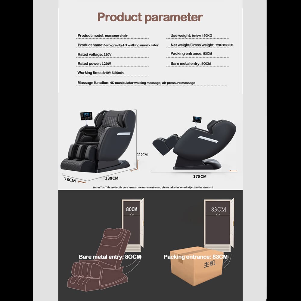 Massagesessel 4D mit SL-Technologie, Luftdruckmassage, Wärmetherapie und großem Touchscreen