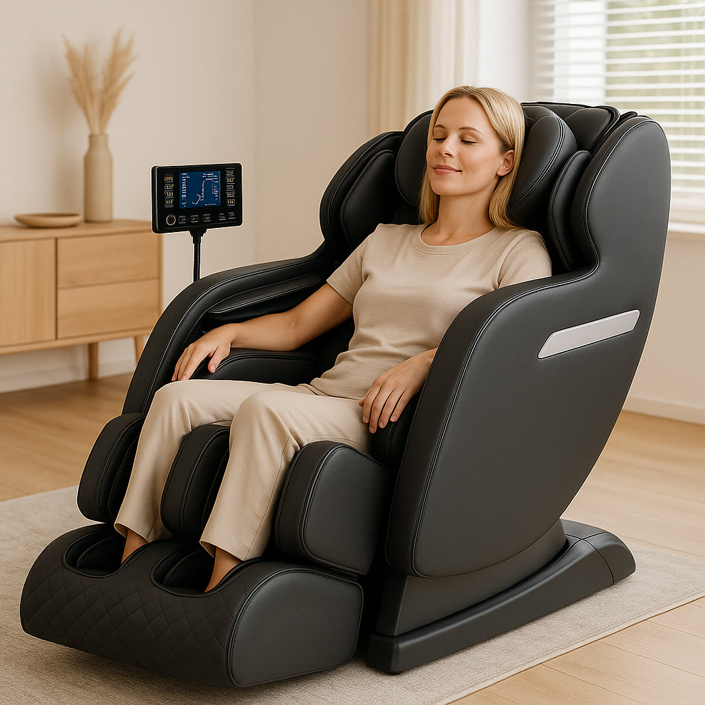 Massagesessel 4D mit SL-Technologie, Luftdruckmassage, Wärmetherapie und großem Touchscreen (kopi)