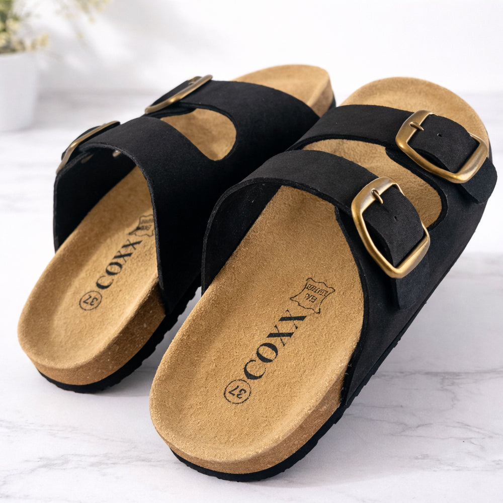 Bio-Ledersandalen – mit Fersenschale und Zehengreifer – Braun oder Schwarz