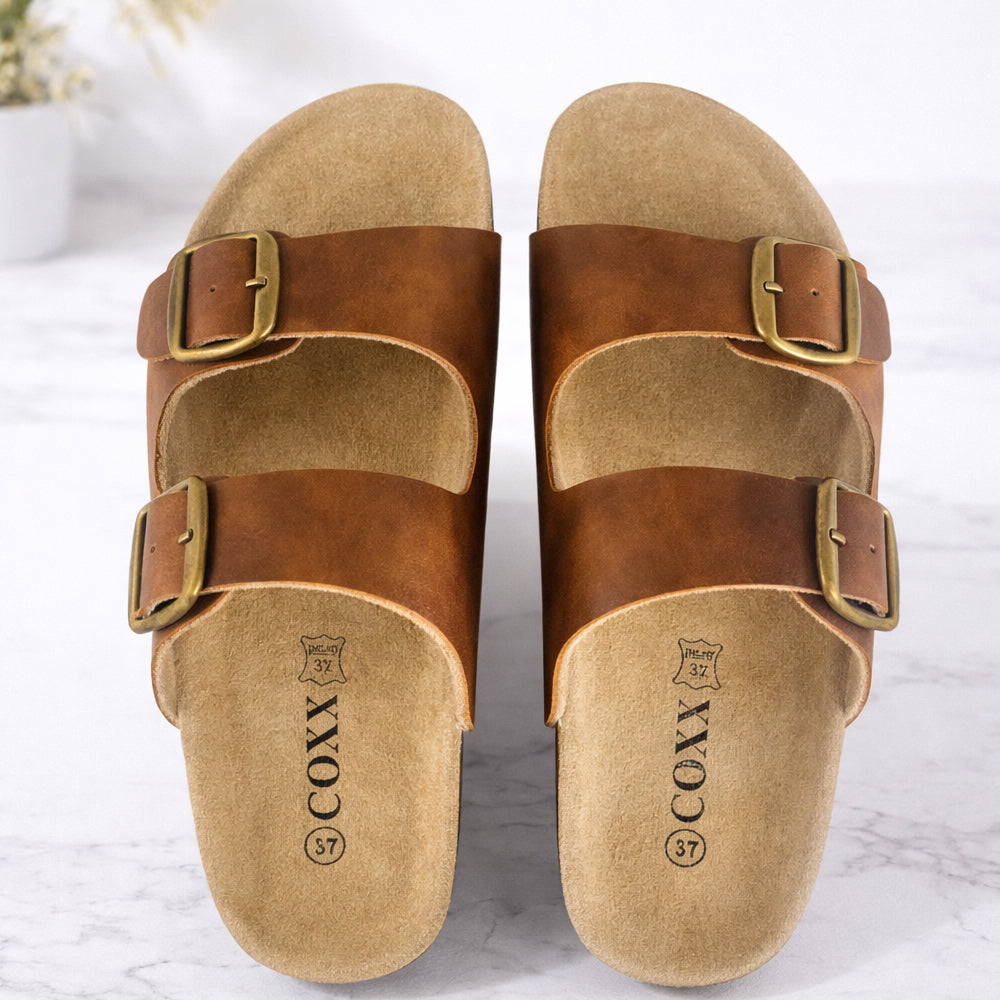 Bio-Ledersandalen – mit Fersenschale und Zehengreifer – Braun oder Schwarz