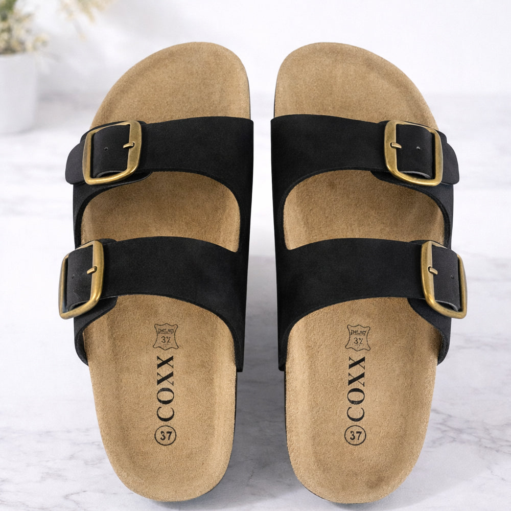 Bio-Ledersandalen – mit Fersenschale und Zehengreifer – Braun oder Schwarz
