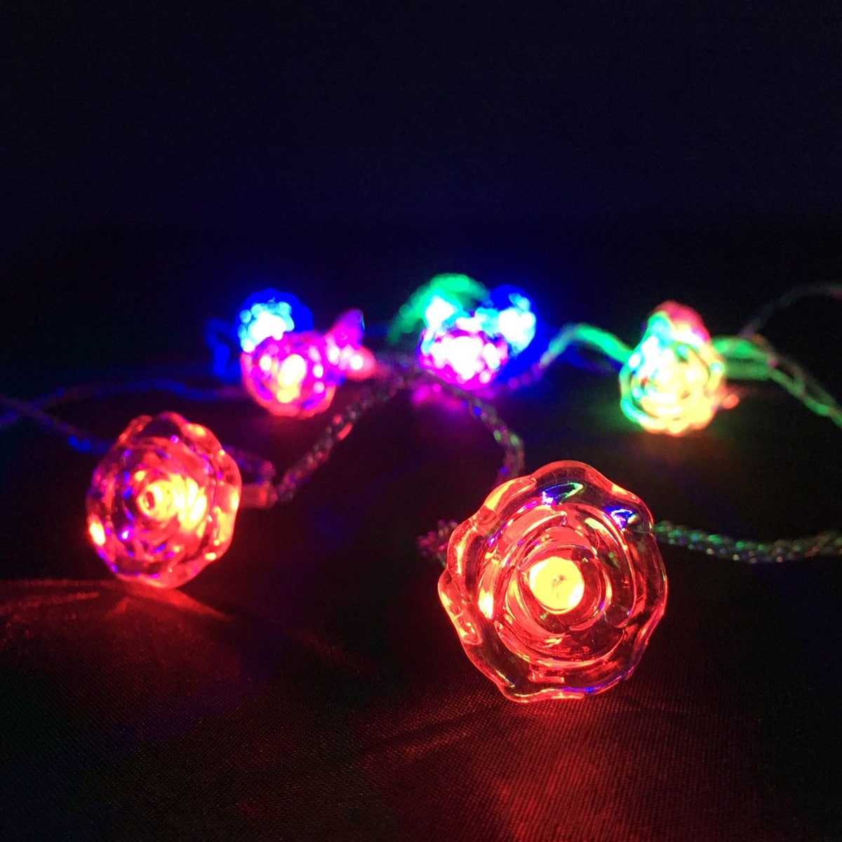 LED-Lichterkette mit Blumen Weiß 20 Stück - Mehrfarbig mit Blinken (3