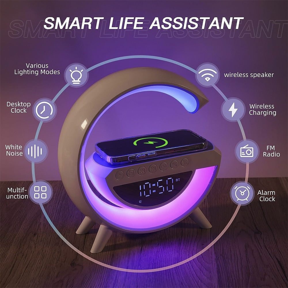 G-Licht – kabelloses Ladegerät mit Bluetooth-Lautsprecher und RGB-Lampe