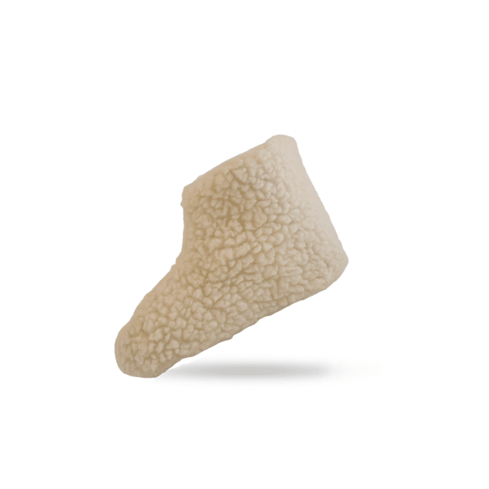 Flauschige Wollstiefel (100% reine Wolle) - Modell Weiss mit Sohle aus Leder
