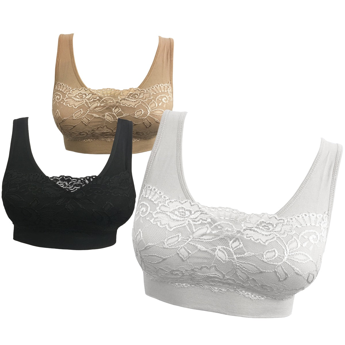 Comfort Bra - Packung mit 3 Stk. (BH mit Spitze)