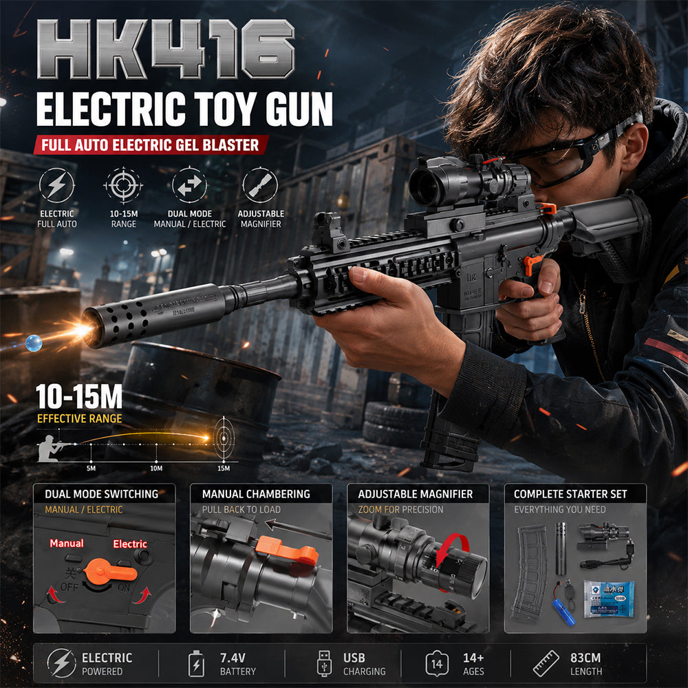 Wasser-Gelblaster inkl. Gelkugeln – Langstrecke mit Zielfernrohr Modell HK416