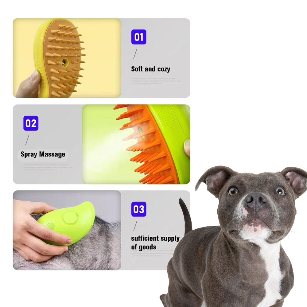 Hunde- und Katzenbürste 3-in-1 mit Sprühfunktion & Massage