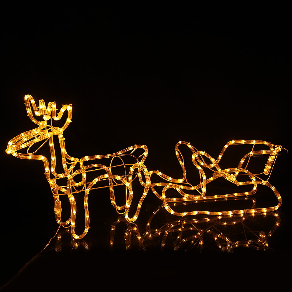 Rentier und Schlitten - 120 cm mit LED-Lichtern -