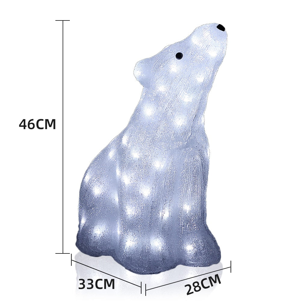 Eisbär aus Acryl - 46 cm hoch mit LED-Lichtern -