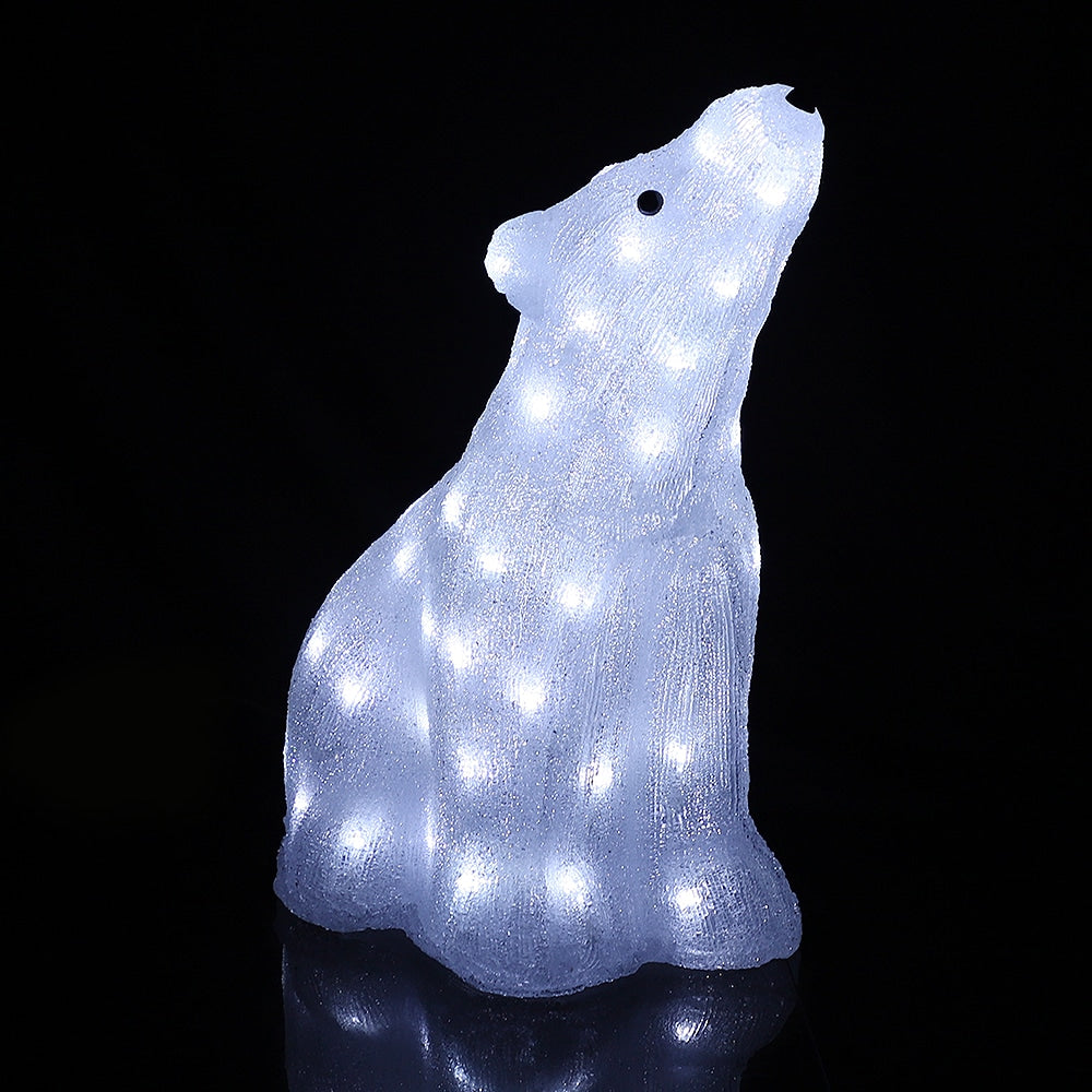 Eisbär aus Acryl - 46 cm hoch mit LED-Lichtern -