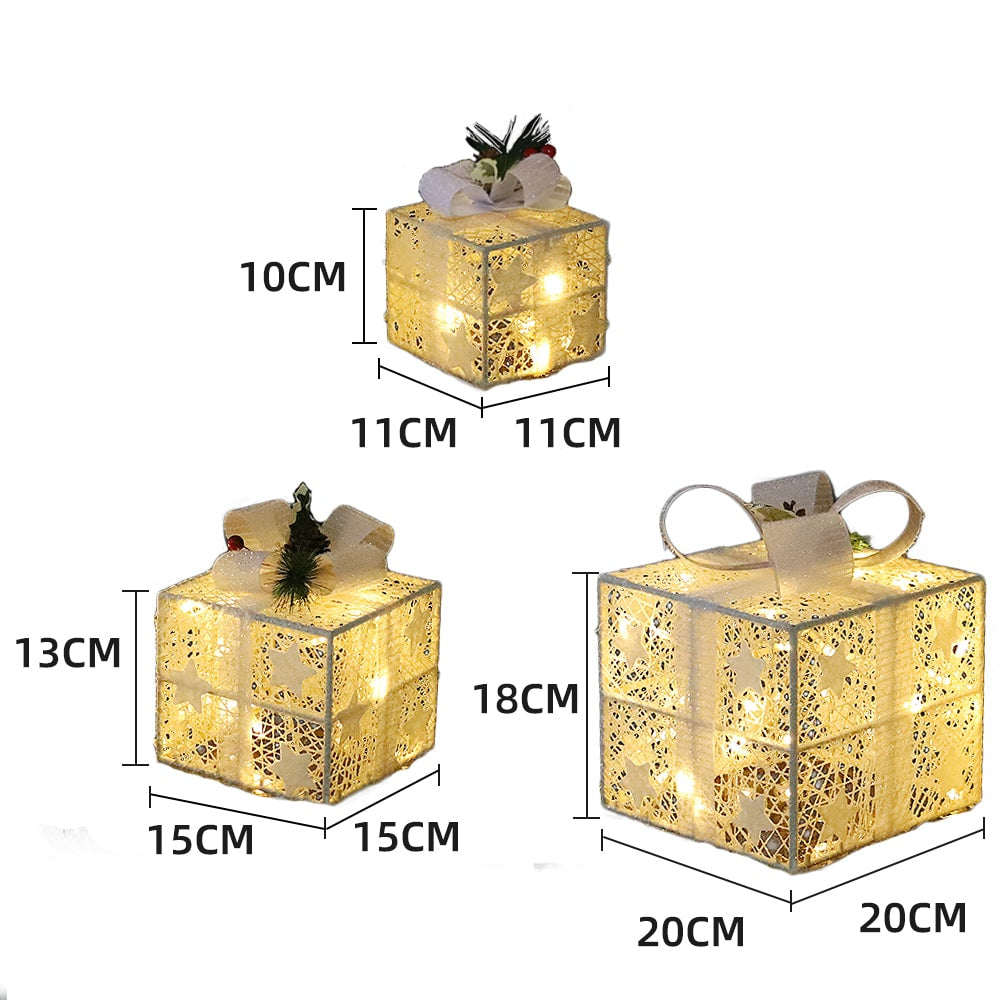 LED-Geschenkbox, Transparent - Set mit 3 Stück -