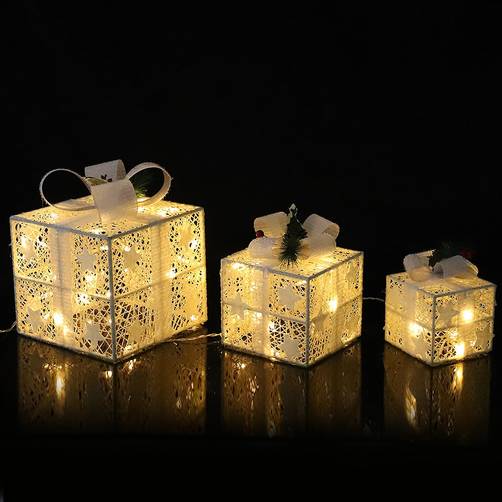 LED-Geschenkbox, Transparent - Set mit 3 Stück -