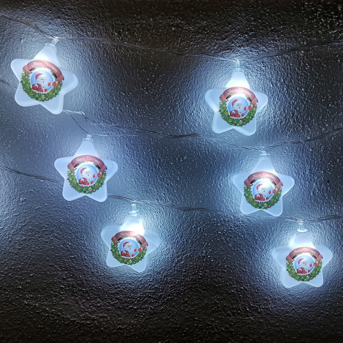 LED-Weihnachtslichterkette Sterne 20 Stk. mit Text (4 Meter)