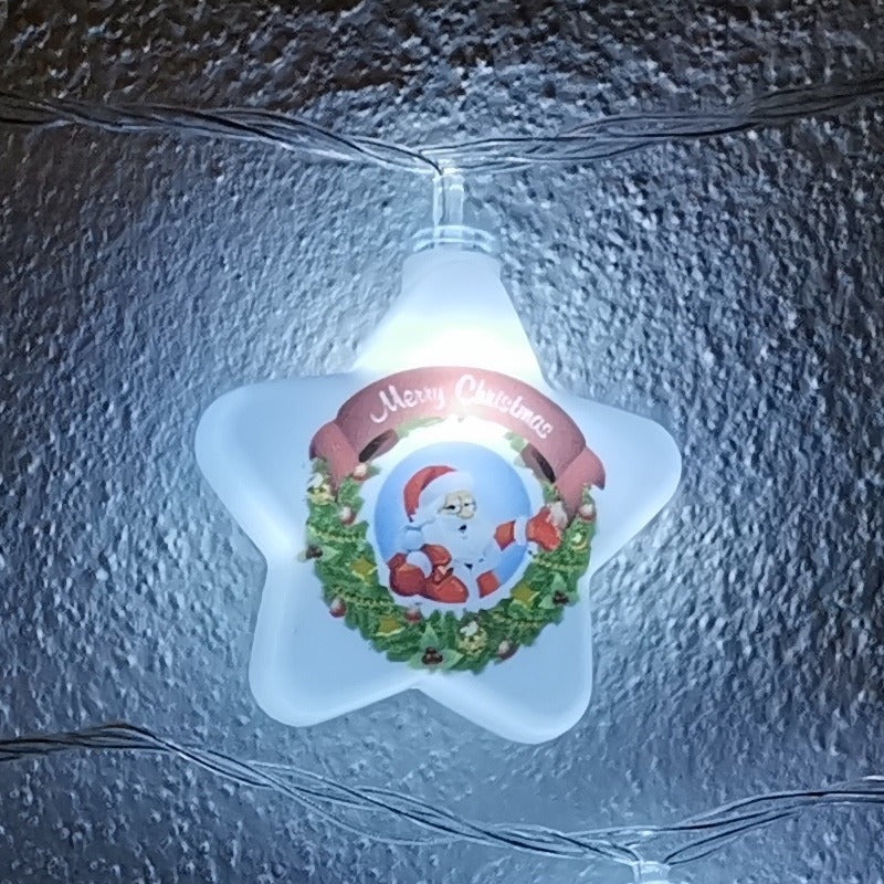 LED-Weihnachtslichterkette Sterne 20 Stk. mit Text (4 Meter)