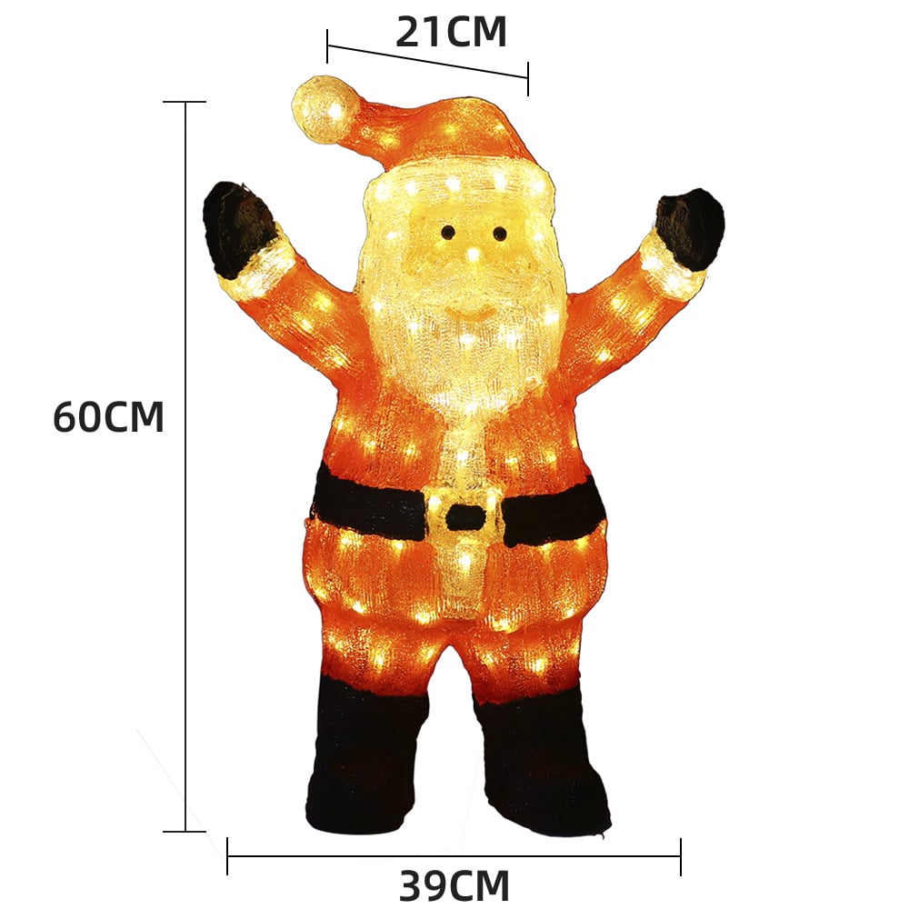 Weihnachtsmann, 60 cm Höhe mit LED-Lichtern