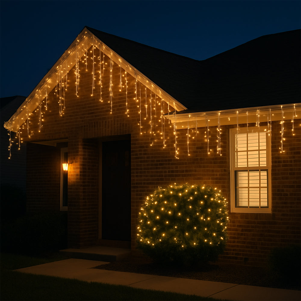 Lichterkette mit Eiszapfen 95 LED 3 Meter, warmweiß