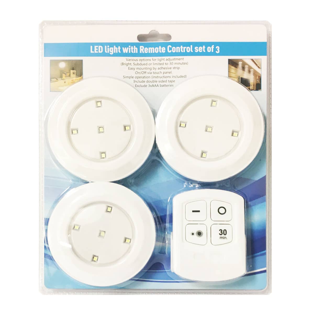 LED Spot (rund) 3 Stk. inkl. Fernbedienung