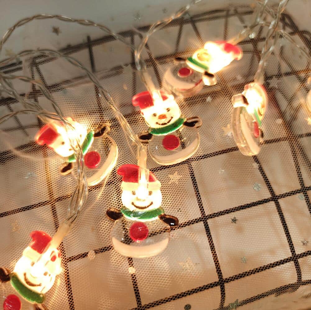 Lichterkette 2 Meter mit 10 Fröhlichen Schneemännern - Batteriebetrieben -