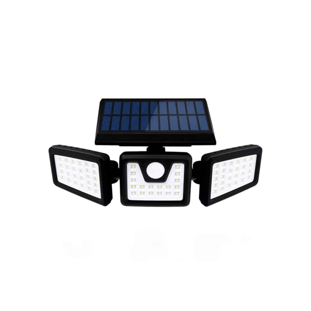 Leistungsstarke LED-Solarzellenlampe mit 3 Spots und Bewegungssensor