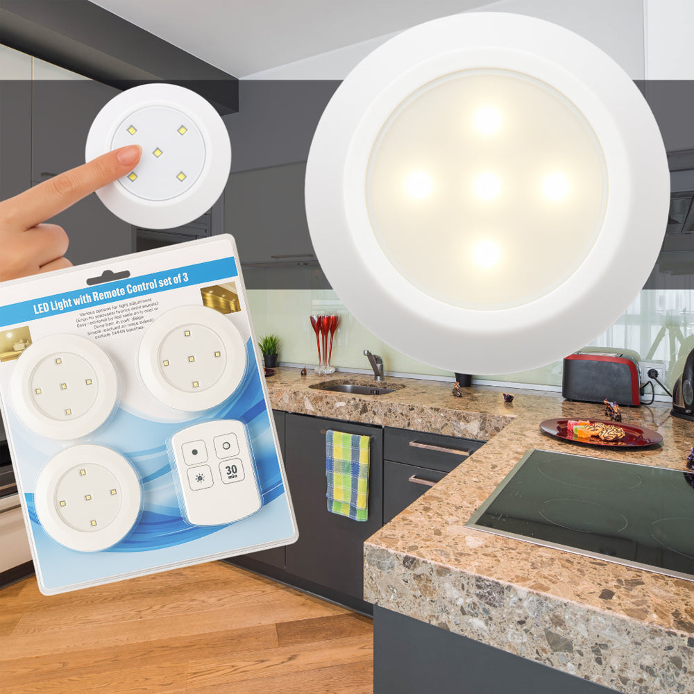 LED Spot (rund) 3 Stk. inkl. Fernbedienung