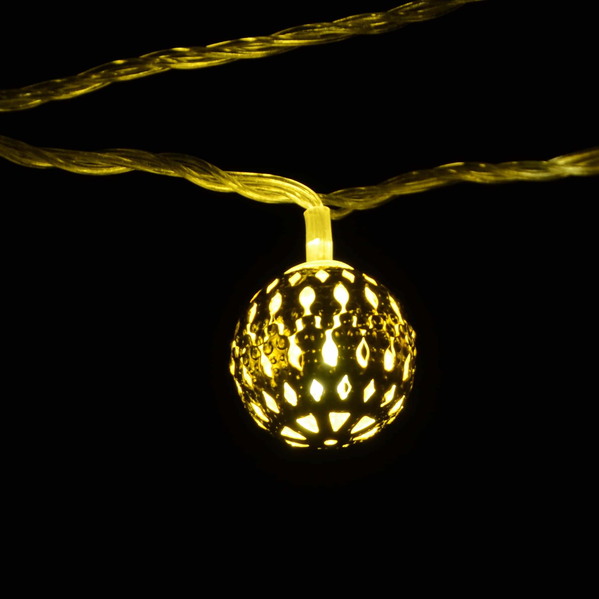 LED-Lichterkette mit 20 Kugeln - Gold (3 Meter)