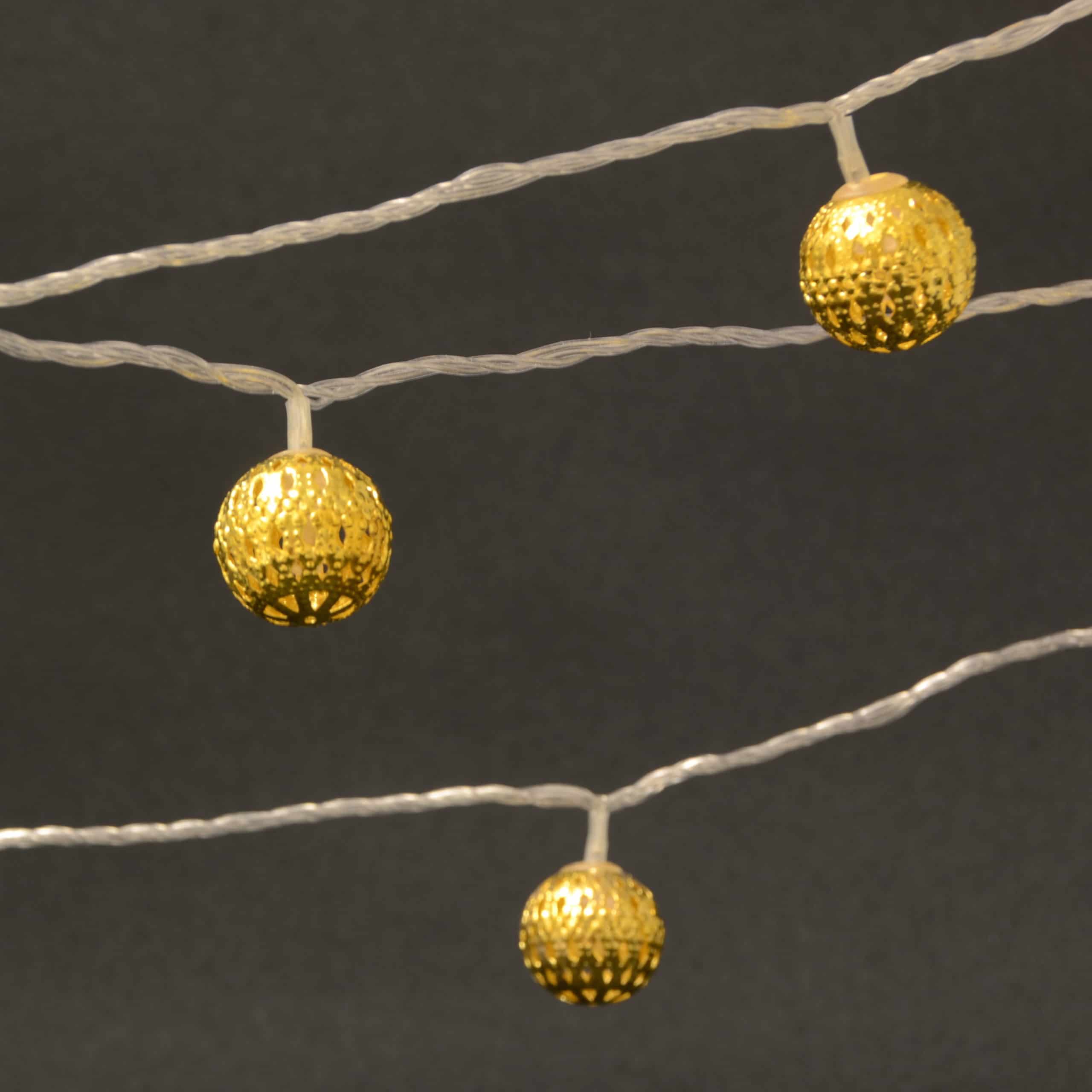 LED-Lichterkette mit 20 Kugeln - Gold (3 Meter)