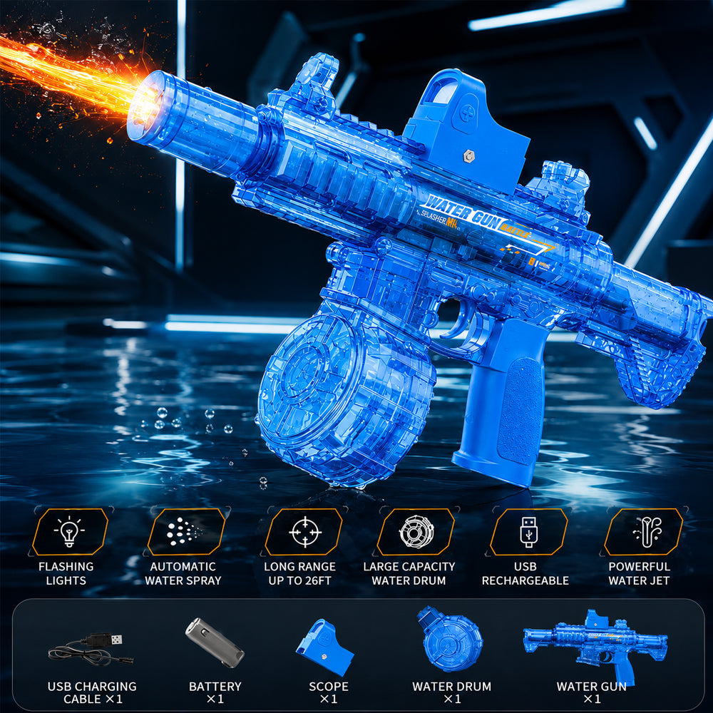 Elektrische Wasserpistole M146 – Modell Blau mit Licht und kraftvollem Strahl