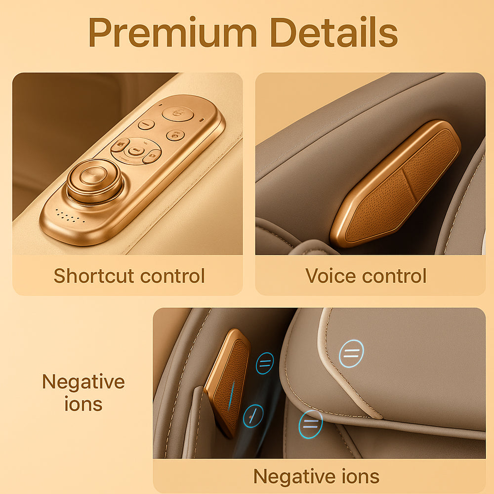 Massagesessel 4D Luxus Pro+ mit SL-Technologie, Wärmetherapie, Sprachsteuerung & Touchscreen – Modell M5 grau