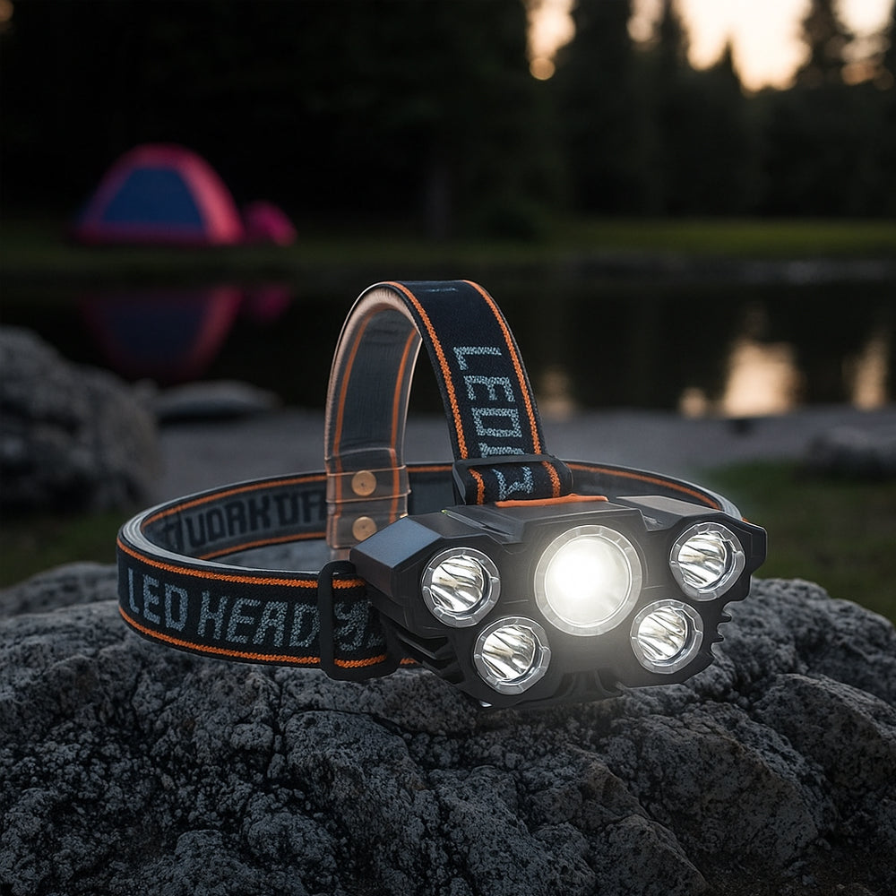 Stirnlampe 300 Lumen 180° verstellbarer Winkel – 4 Leuchtmodi