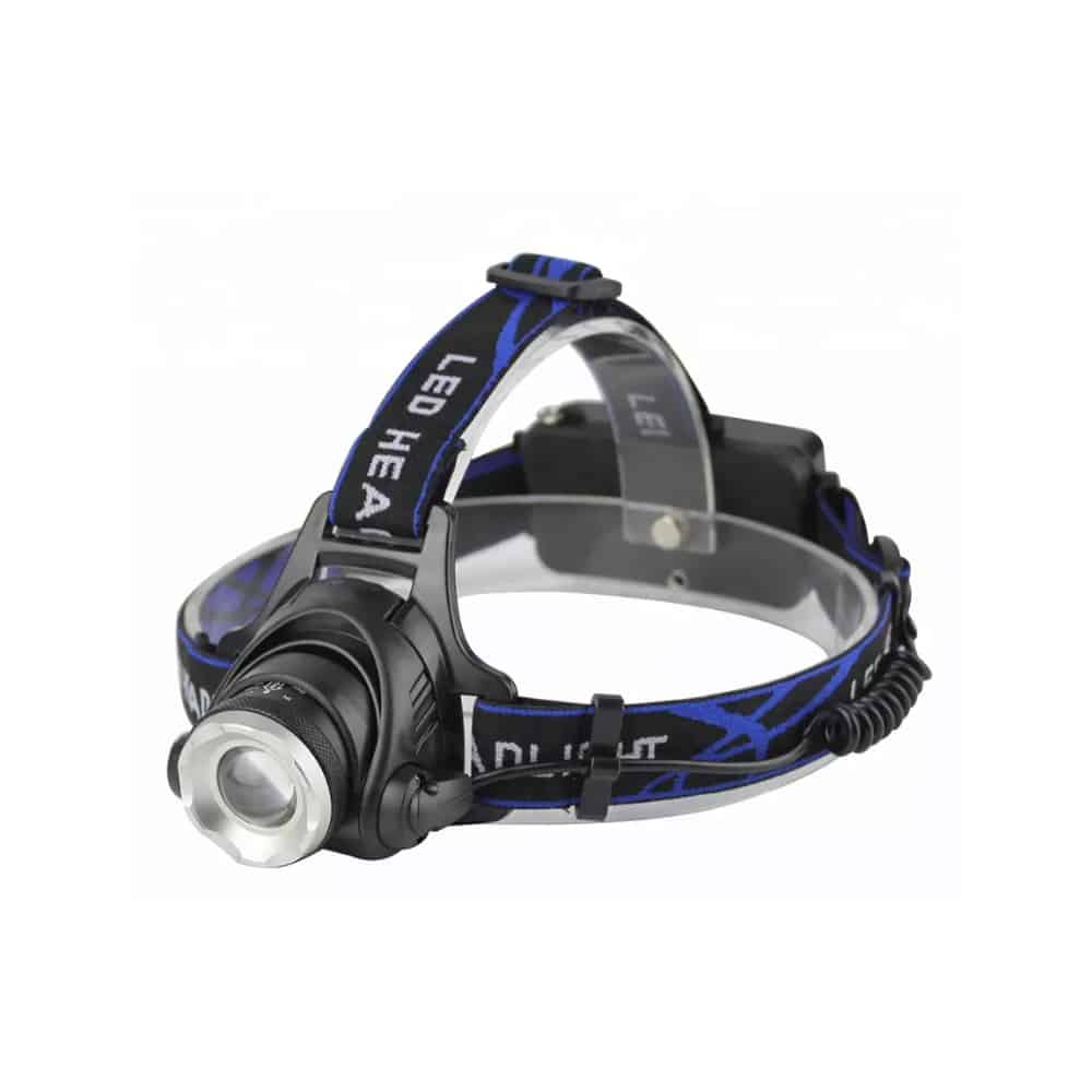 Stirnlampe 1800 Lumen mit einstellbarem Fokus und Zoom