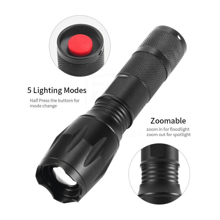 Taschenlampe LED (wasserdicht und stoßfest) mit 5 Funktionen