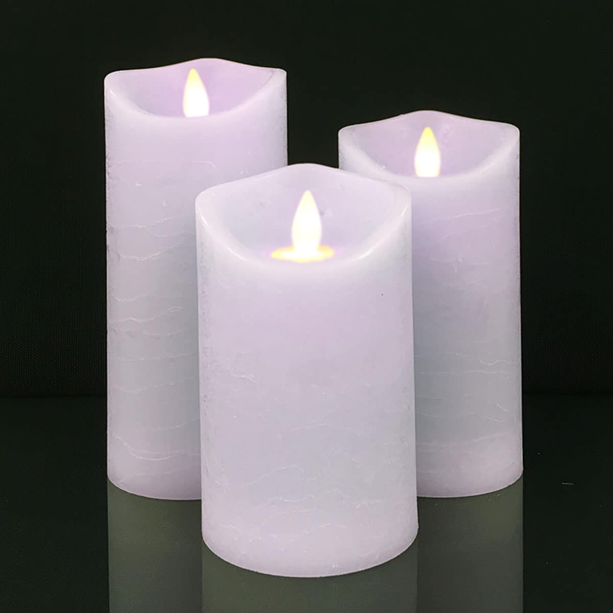 LED-Kerze - rustikal - 3 Stück - 10/12,5/15 cm - mit 3D-Flamme - (verschiedene Farben)