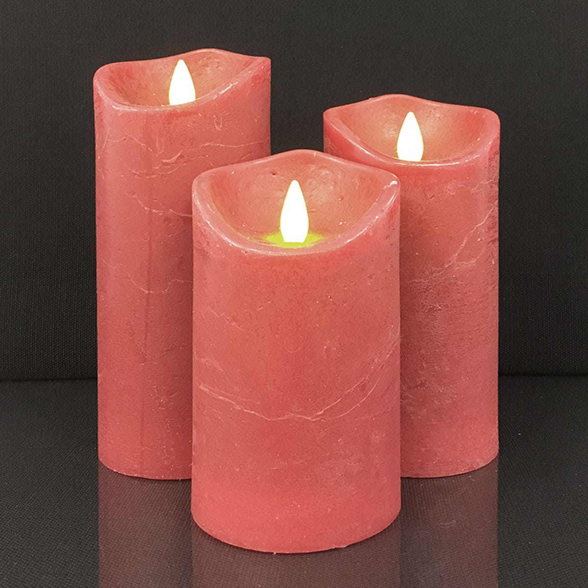 LED-Blockkerzen mit Fernbedienung - Wiederaufladbar - 3 Stück - 12/15/17 cm - mit 3D-Flamme