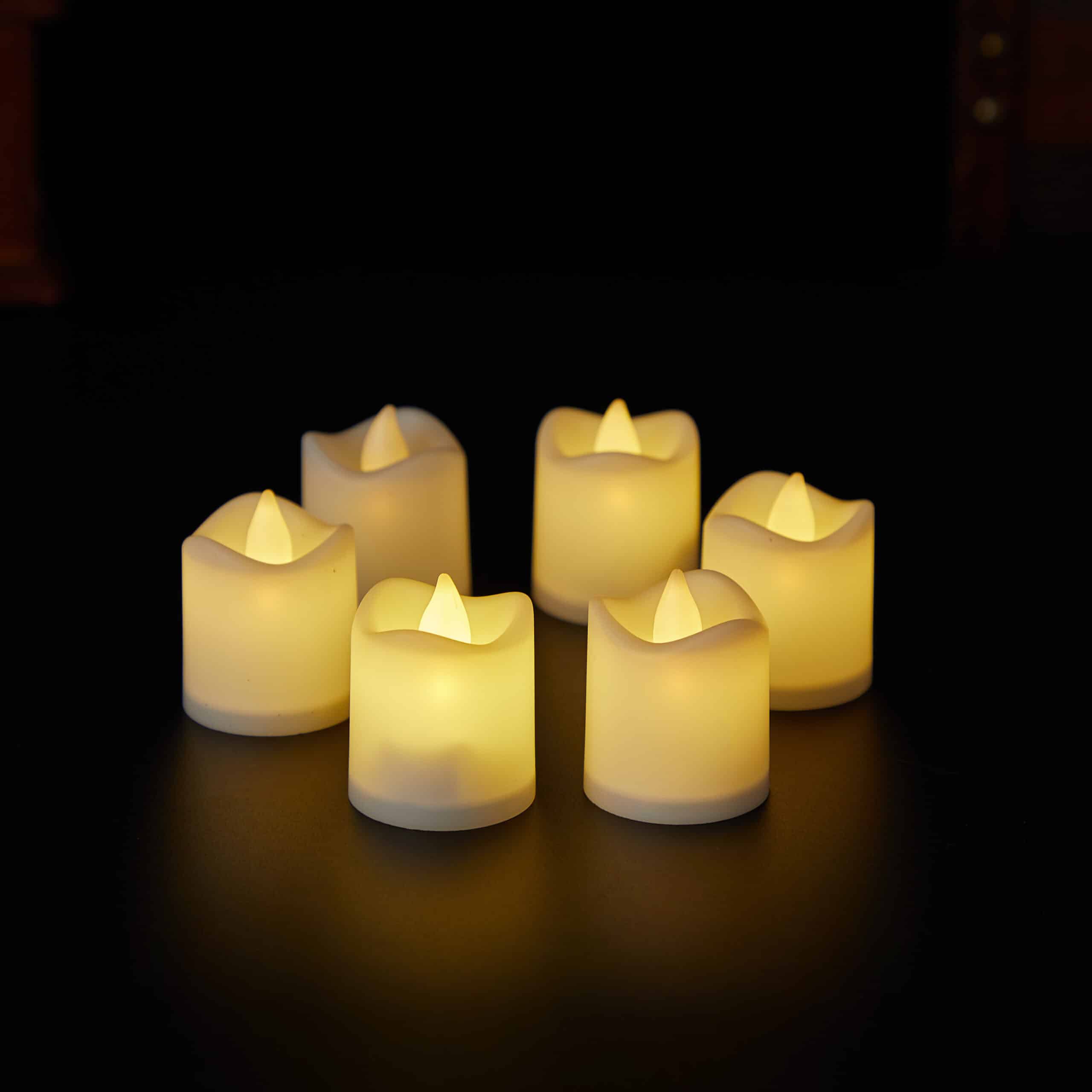 LED-Licht 6er-Pack mit 3D-Flamme - 4,5 cm - Weiß -
