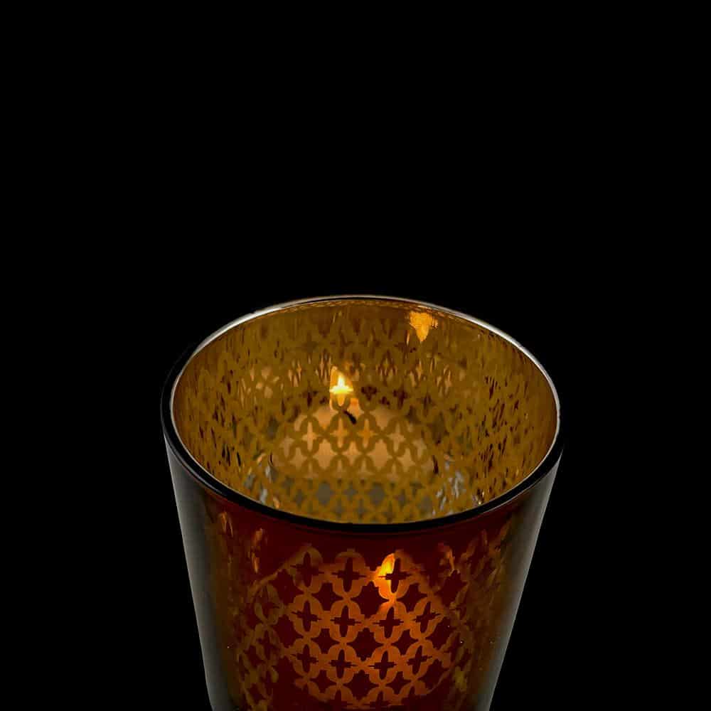 Teelichthalter aus Glas (2 Stk.) Kupfer / schwarz von SIA Home Fashion