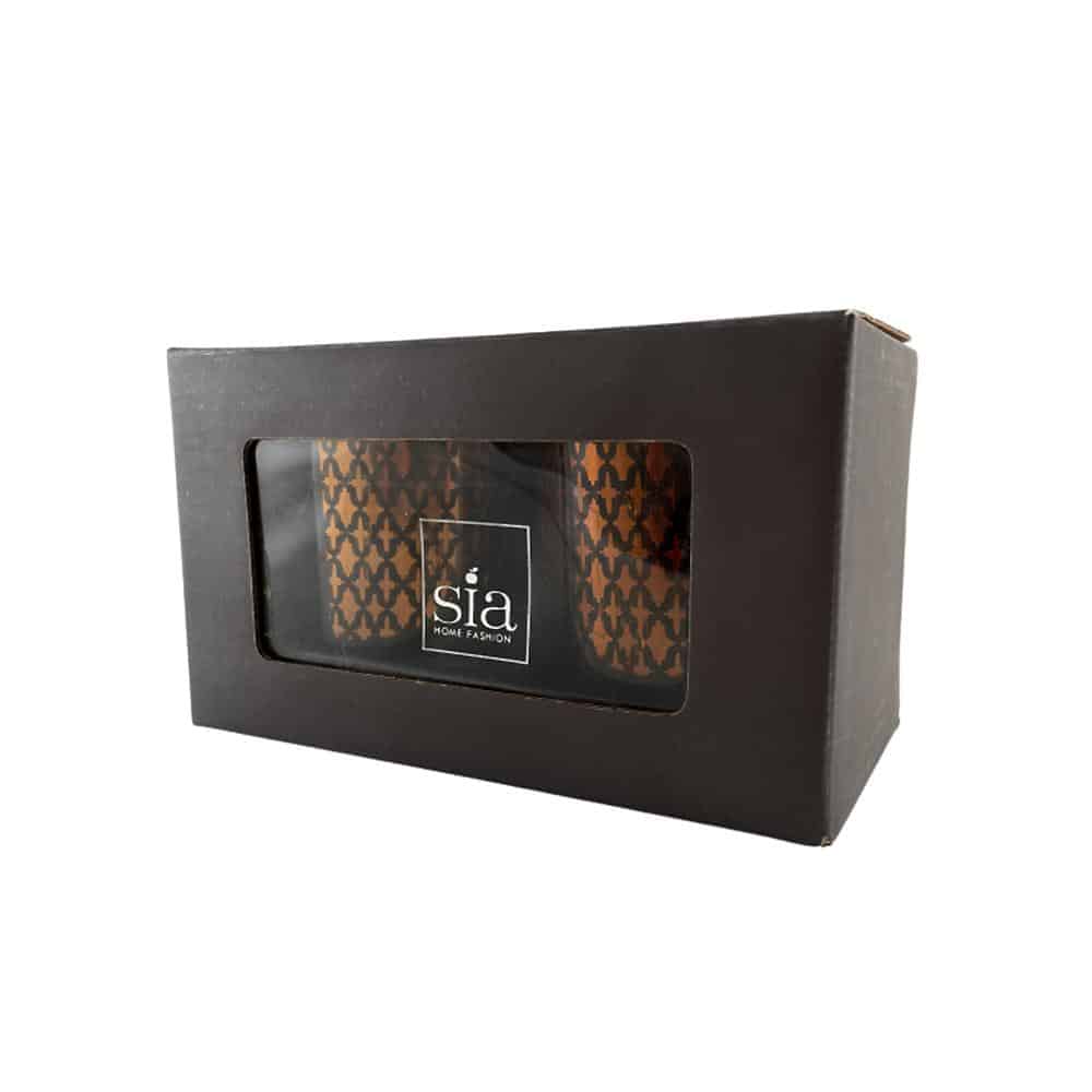 Teelichthalter aus Glas (2 Stk.) Kupfer / schwarz von SIA Home Fashion