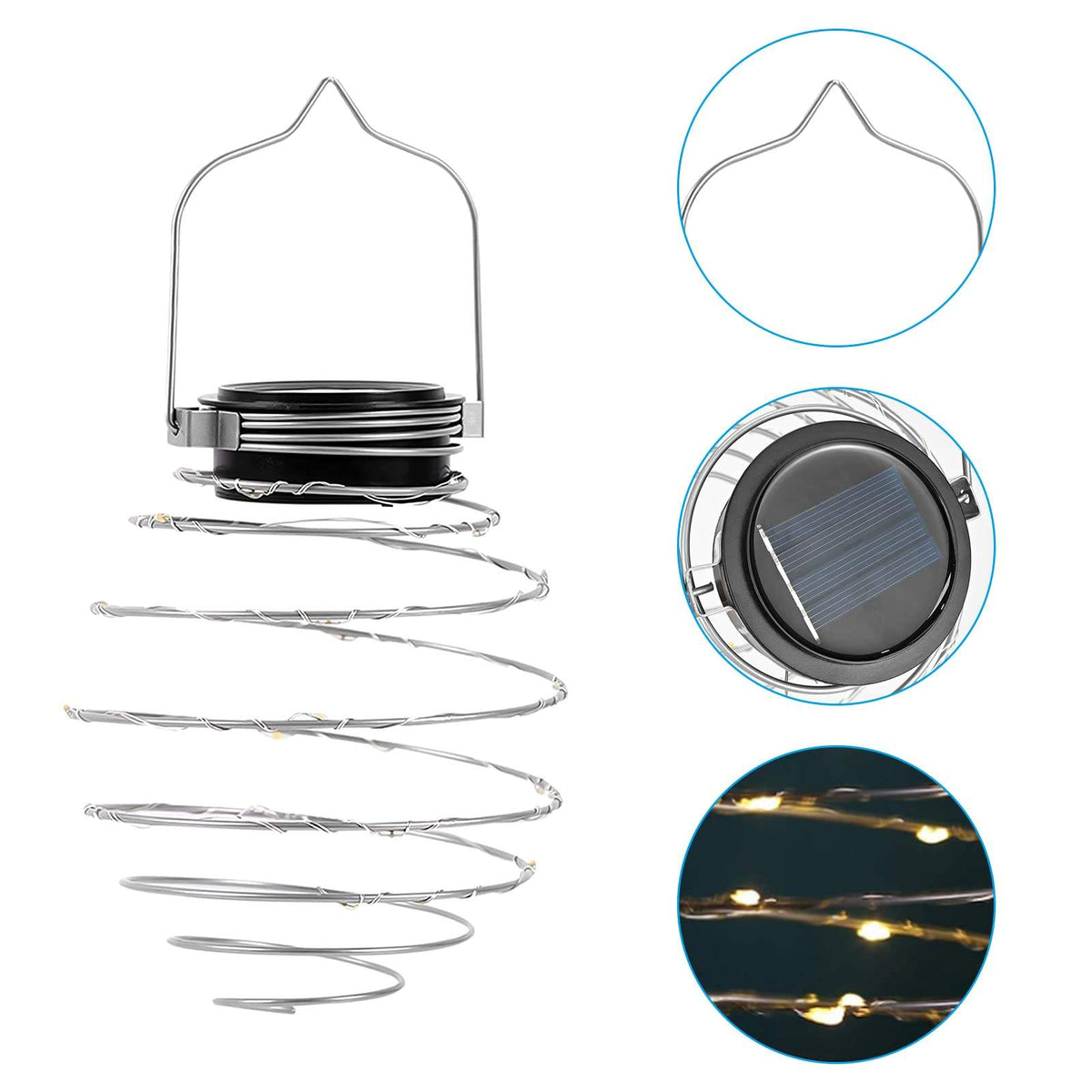 Solar-Spiral-Hängelampe – 16 LEDs mit warmweißem Licht