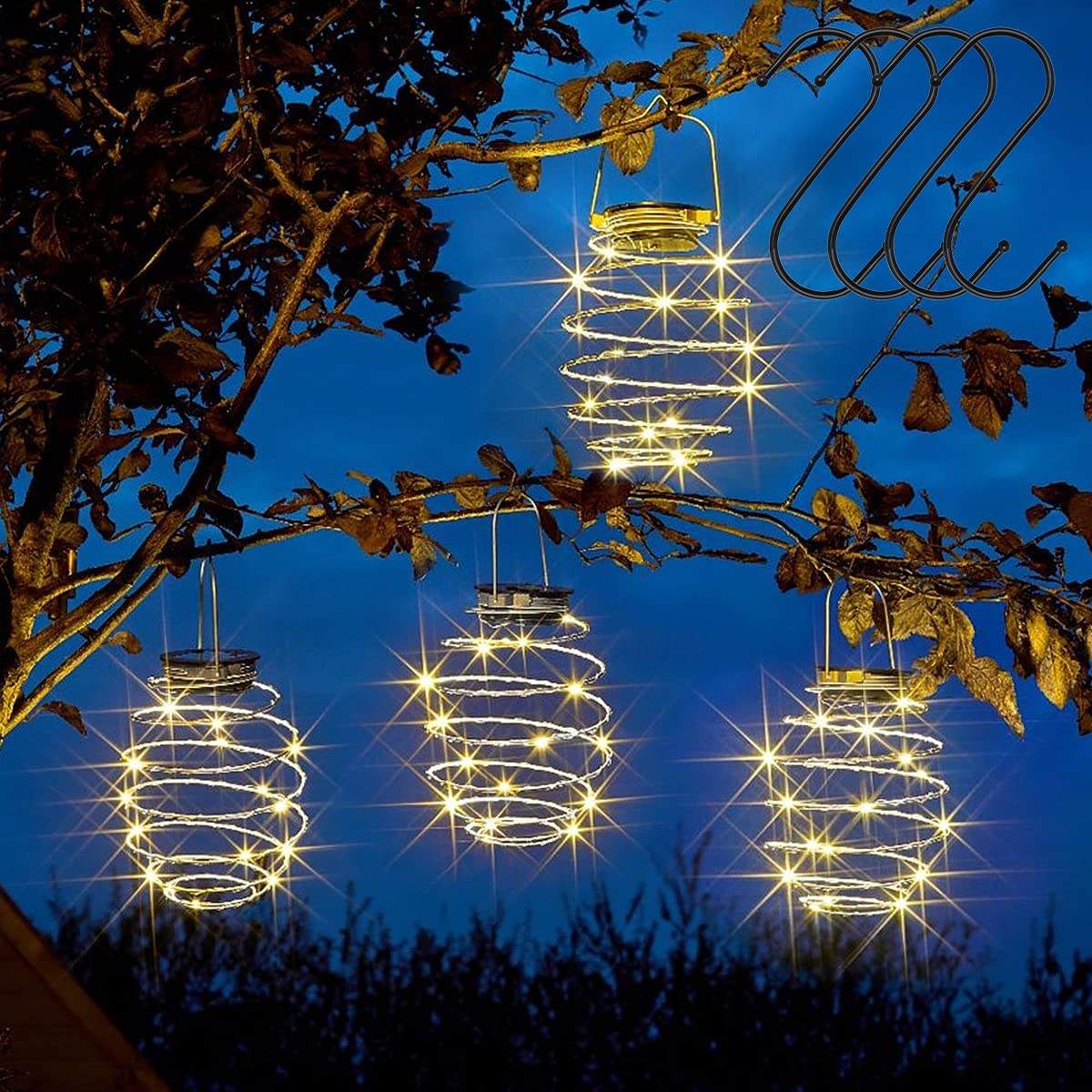 Solar-Spiral-Hängelampe – 16 LEDs mit warmweißem Licht