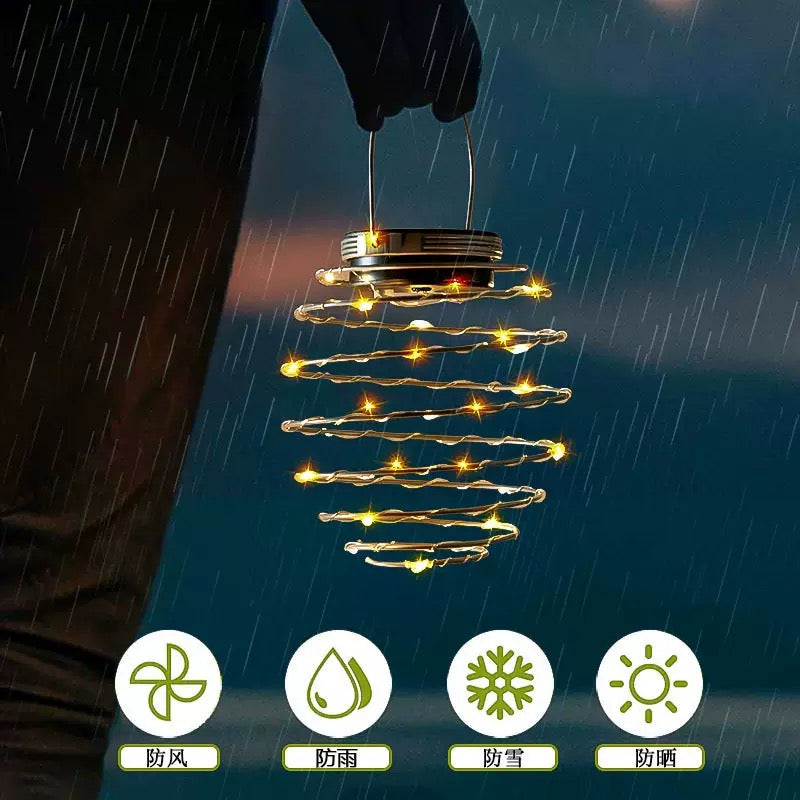 Solar-Spiral-Hängelampe – 16 LEDs mit warmweißem Licht