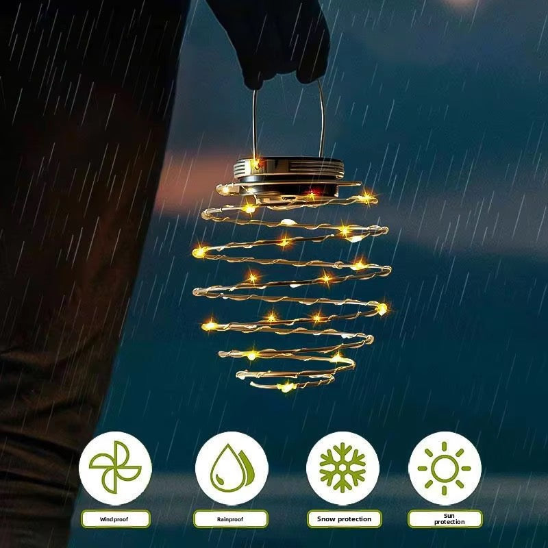 Solar-Spiral-Hängelampe – 16 LEDs mit warmweißem Licht