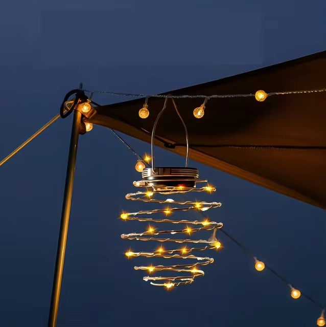 Solar-Spiral-Hängelampe – 16 LEDs mit warmweißem Licht