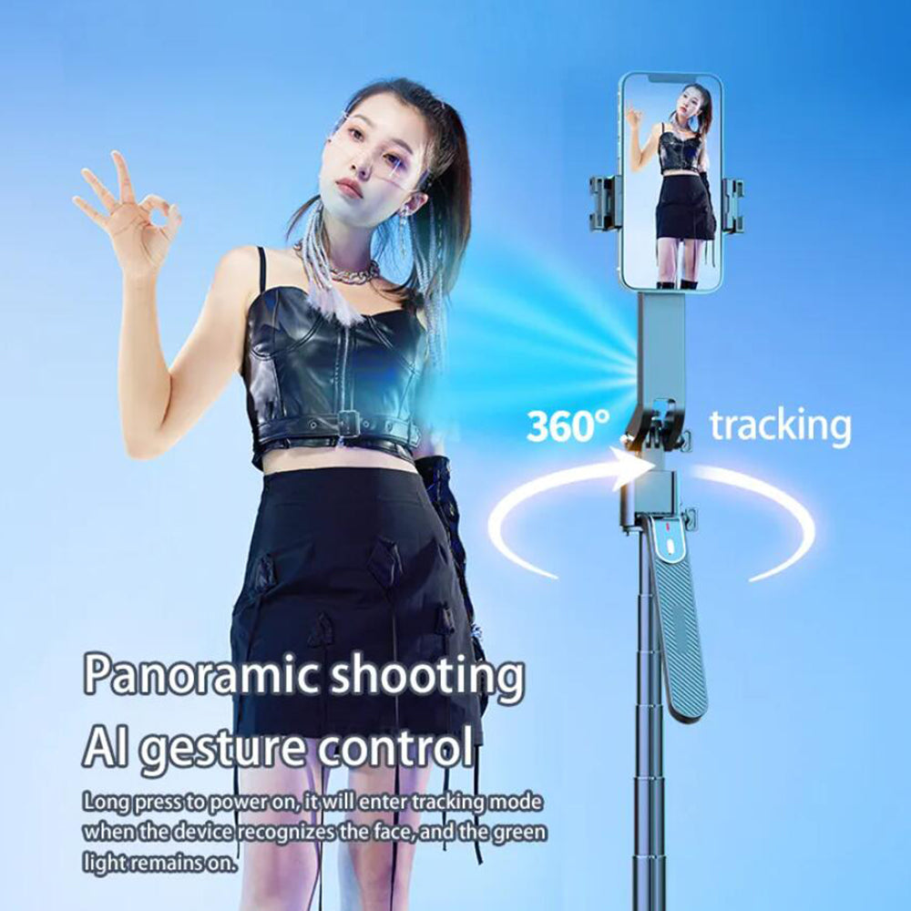 Selfiestick mit Intelligenter Gesichtserkennung und AI-Gestensteuerung inkl. Licht