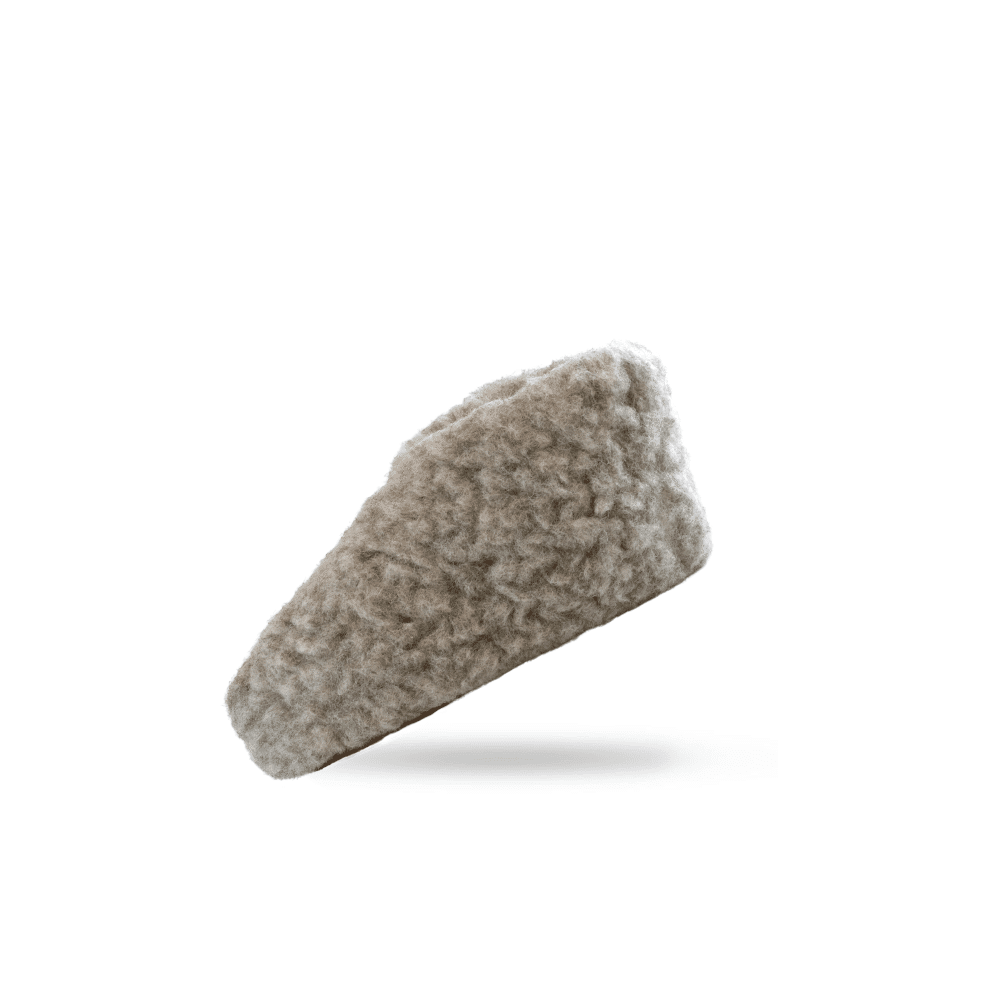 Flauschige Wollhausschuhe (100% reine Wolle) - Modell Grau mit Sohle aus Leder