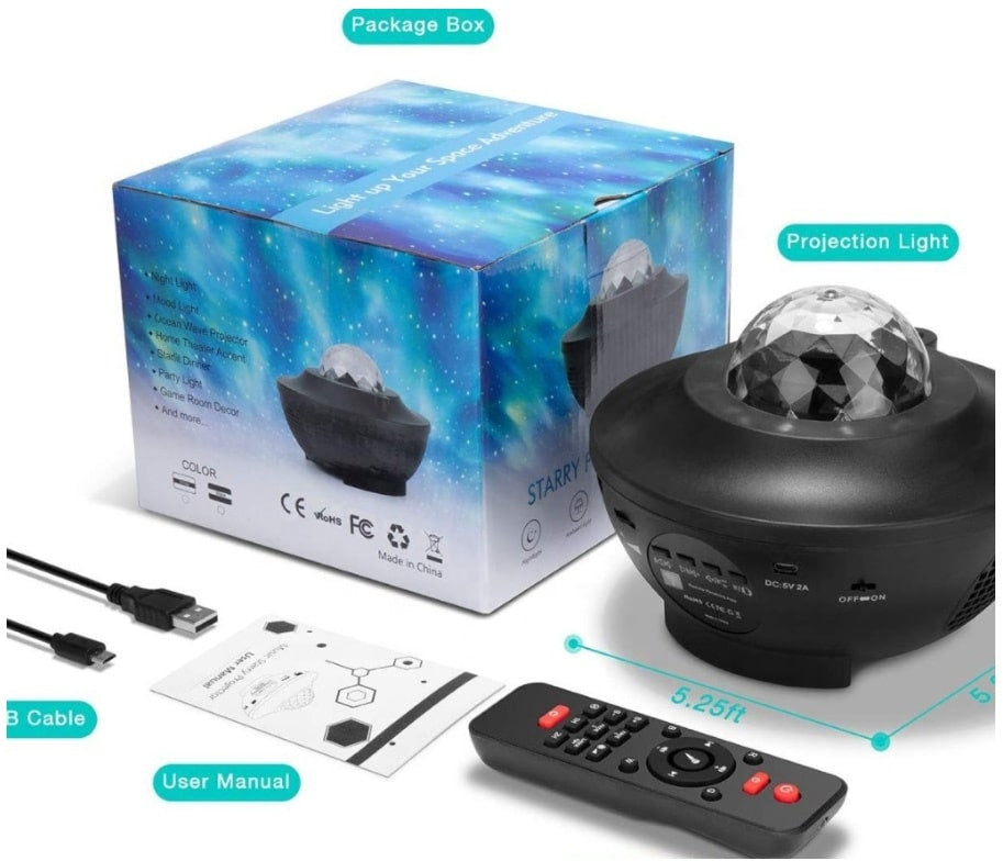 Starry Sky Galaxy LED-Projektor mit Bluetooth-Lautsprecher inkl. Fernbedienung