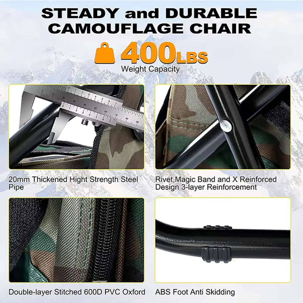 Camouflage Rucksackstuhl 3-in-1 mit Kühltasche