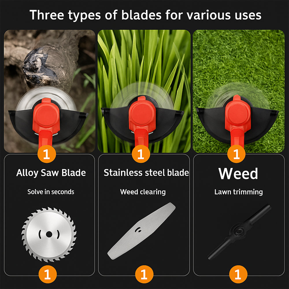 Rasentrimmer und Kantenschneider mit Rädern mit Teleskopstiel und Akku