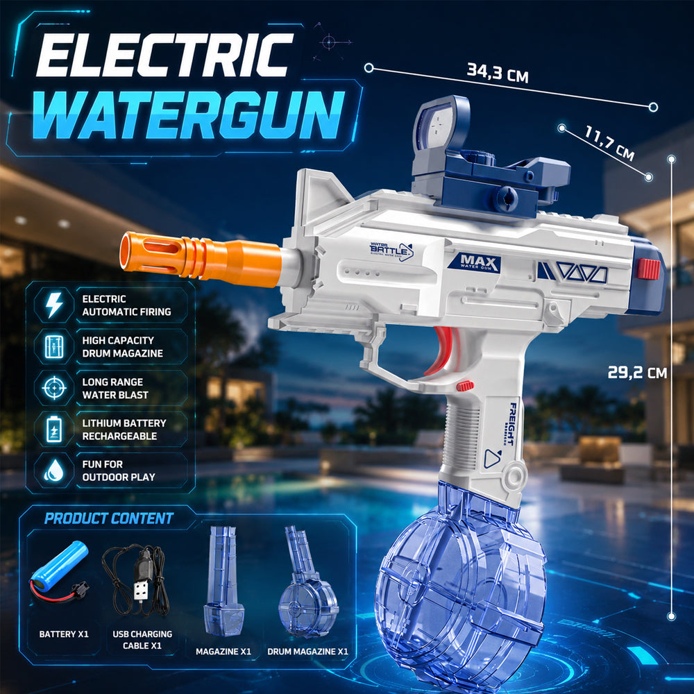 Wasserpistole UZI – Elektrische Wasserpistole mit Trommelmagazin