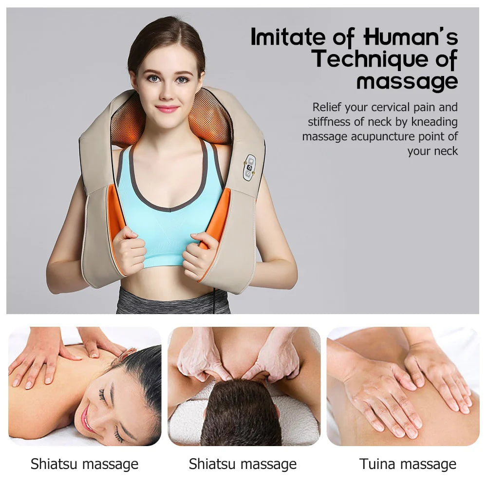 Massage- und Heizkissen/Wärmekissen für Nacken, Schulter und Rücken (Shiatsu V2)
