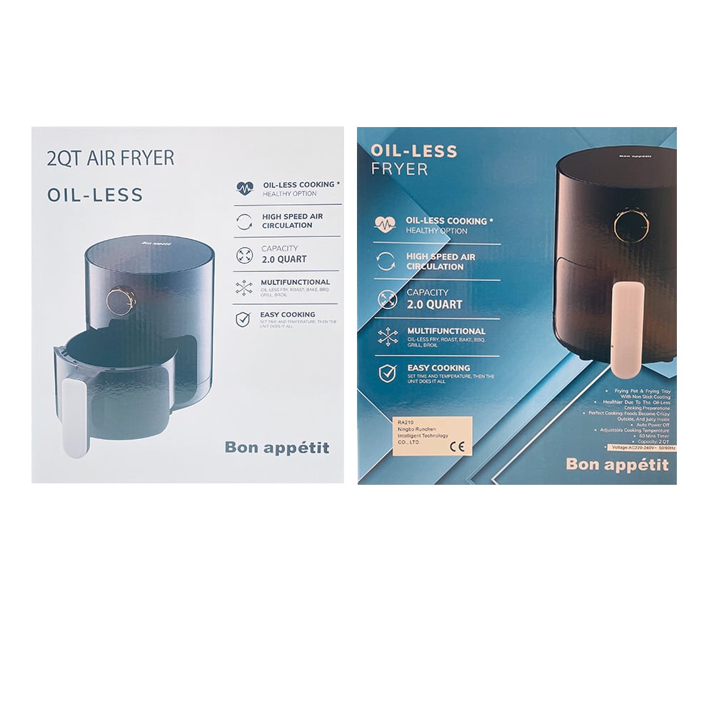 Airfryer 2,0 Liter (fettarm: grillen, backen, braten und frittieren)